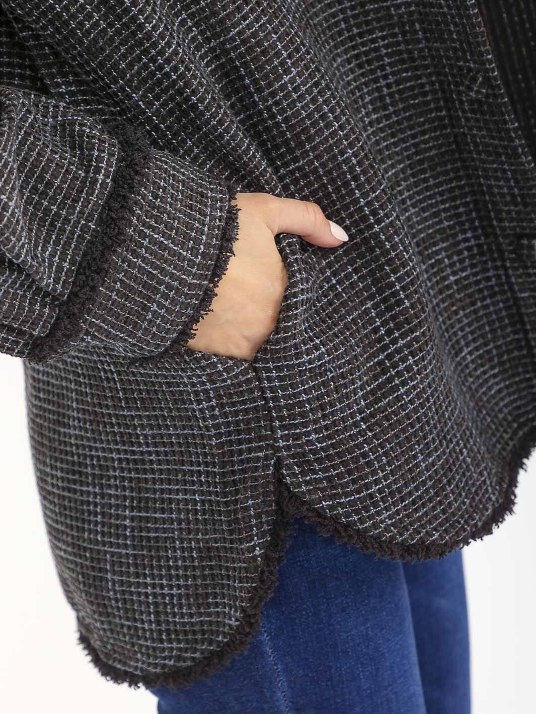 WOMEN'S LONG SLEEVE BUTTON CLOSURE FRONT POCKETS DETAILED JACKET