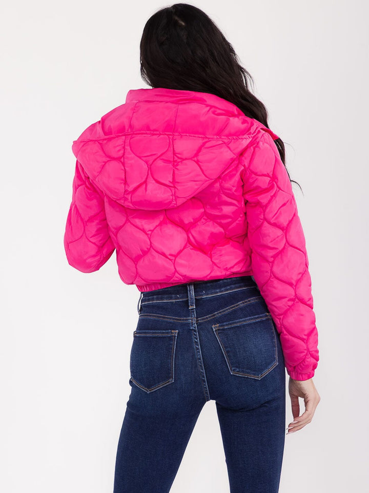 WOMEN'S LONG SLEEVE BUTTON CLOSURE FRONT POCKETS HOODED PUFFER JACKET