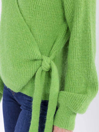 WOMEN'S LONG SLEEVE SELF TIE WRAP BLOUSE