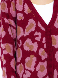 WOMEN'S LONG SLEEVE BUTTON CLOSURE PRINT SWEATER