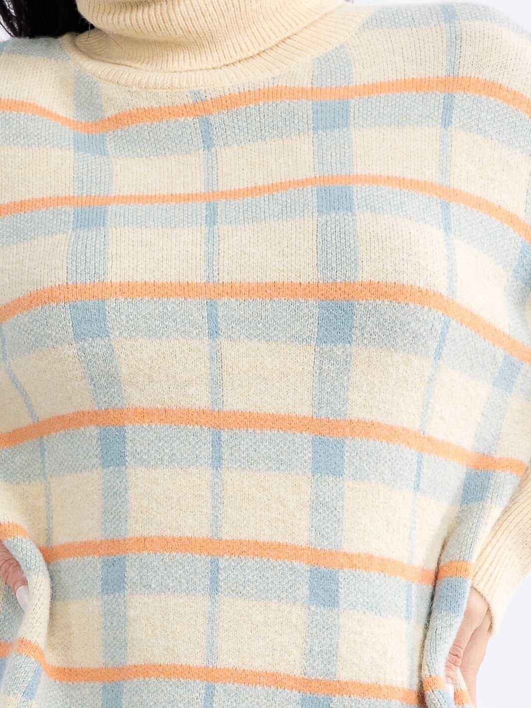 WOMEN'S LONG SLEEVE TURTLE NECK COLORBLOCK SWEATER MINI DRESS