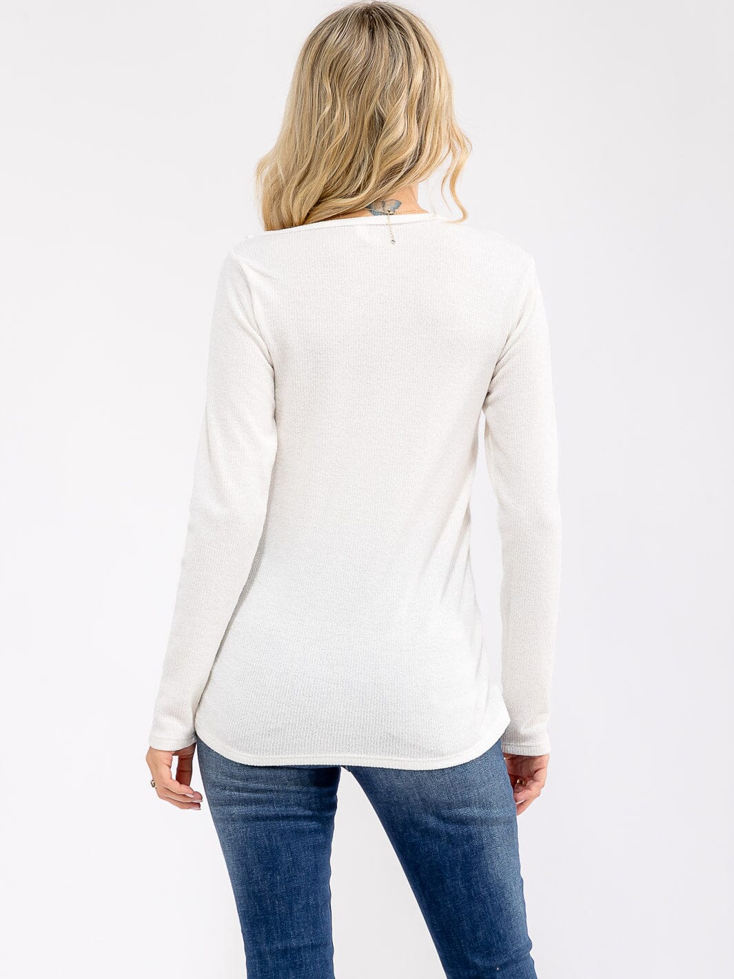 WOMEN'S LONG SLEEVE SOLID COLLAR DETAILED TOP