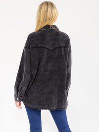 WOMEN'S LONG SLEEVE BUTTON CLOSURE FRONT POCKETS CORDUROY JACKET