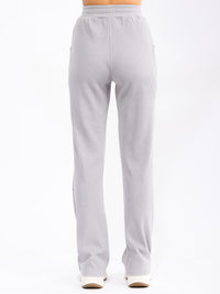 WOMEN'S ELASTIC WAIST SELF TIE POCKETS WAFFLE BELL LEG PANTS
