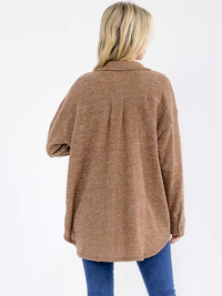 WOMEN'S LONG SLEEVE BUTTON CLOSURE FRONT POCKETS SHACKET