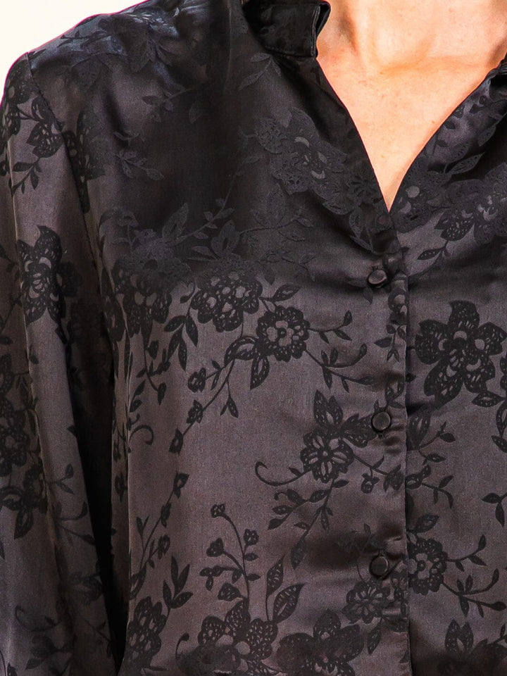 ENTRO WOMEN'S LONG SLEEVE BUTTON UP FLORAL PRINT BLOUSE