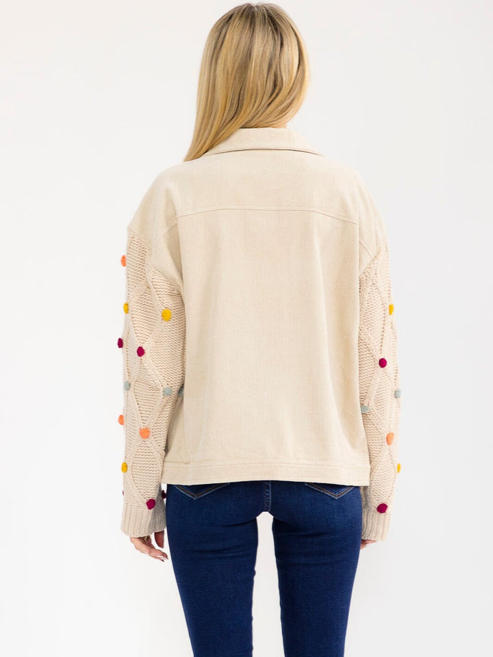 WOMEN'S LONG SLEEVE BUTTON CLOSURE FRONT POCKETS CORDUROY JACKET