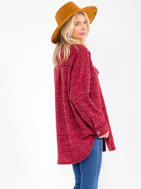 WOMEN'S LONG SLEEVE BUTTON CLOSURE FRONT POCKETS SHACKET