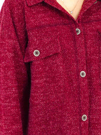 WOMEN'S LONG SLEEVE BUTTON CLOSURE FRONT POCKETS SHACKET