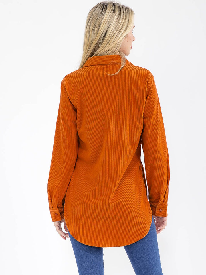 WOMEN'S LONG SLEEVE BUTTON UP CORDUROY SHIRT