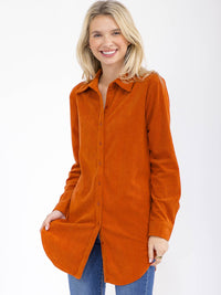 WOMEN'S LONG SLEEVE BUTTON UP CORDUROY SHIRT
