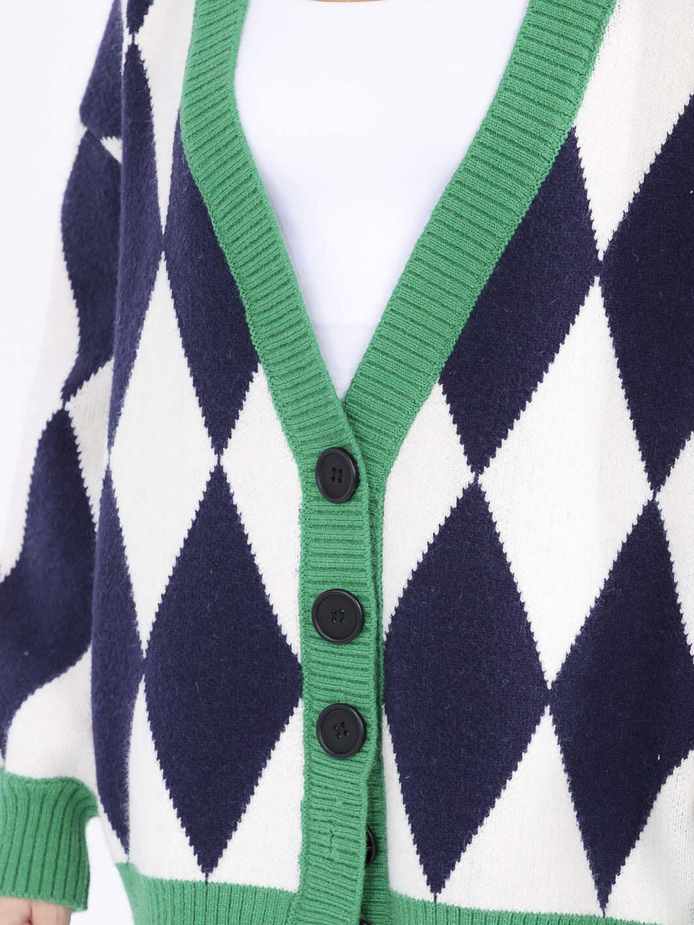 WOMEN'S LONG SLEEVE BUTTON CLOSURE PRINTED KNIT OVERSIZED CARDIGAN