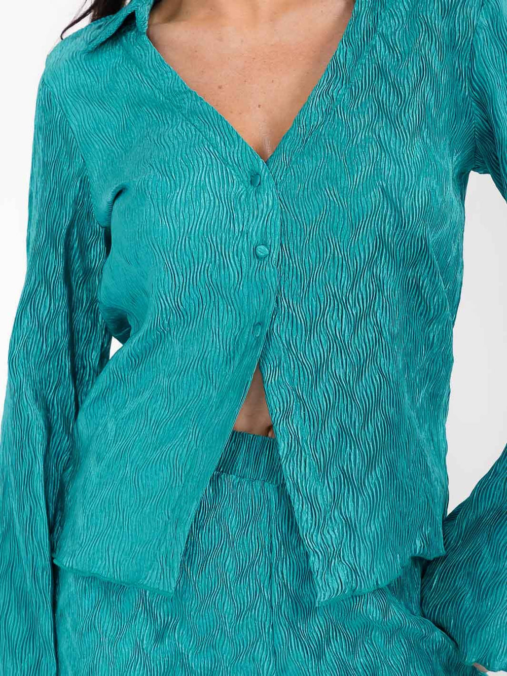 WOMEN'S LONG SLEEVE BLOUSE & ELASTIC WAIST PANTS DETAILED 2PC. SET