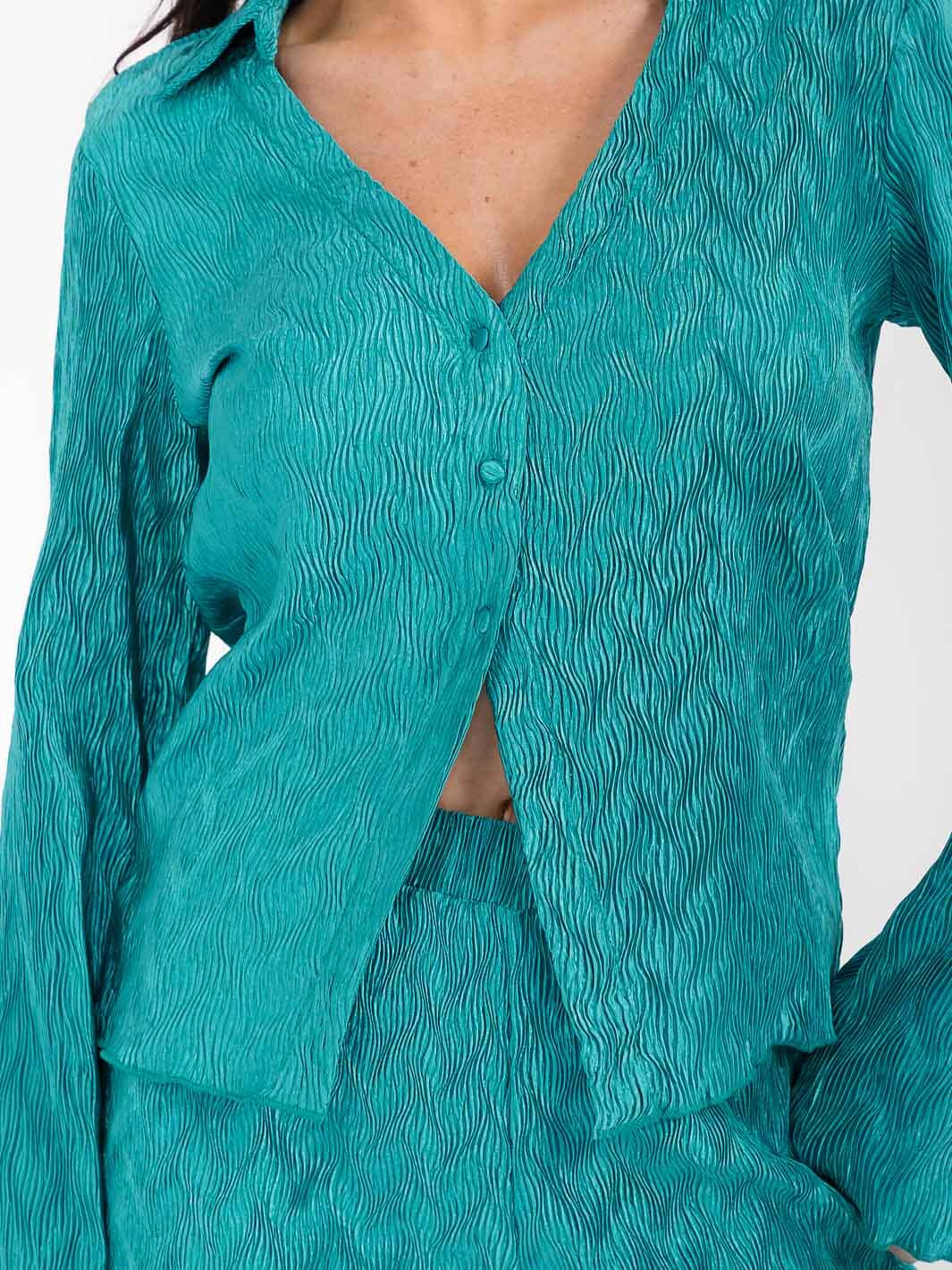 WOMEN'S LONG SLEEVE BLOUSE & ELASTIC WAIST PANTS DETAILED 2PC. SET