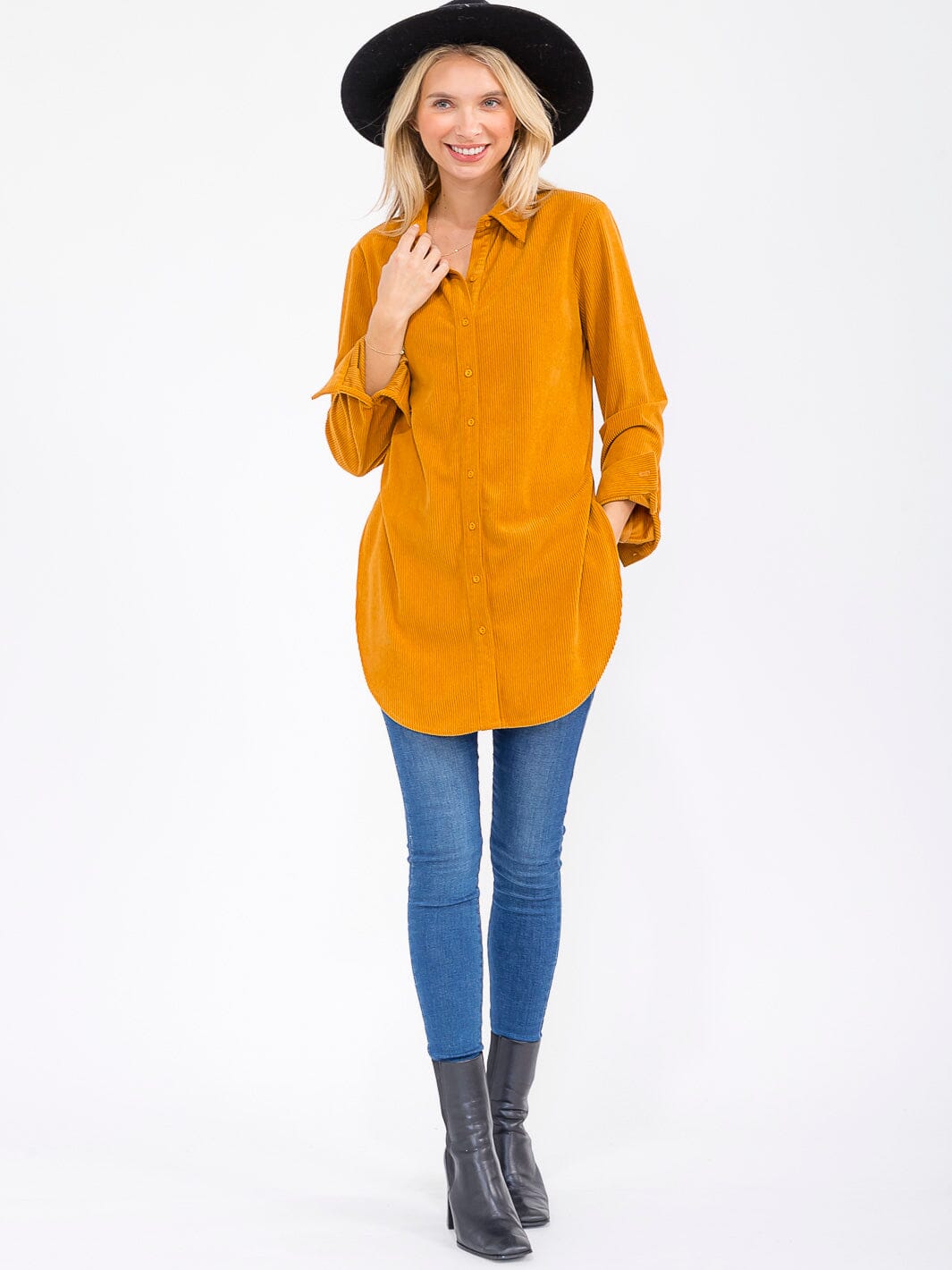 WOMEN'S LONG SLEEVE BUTTON UP CORDUROY SHIRT