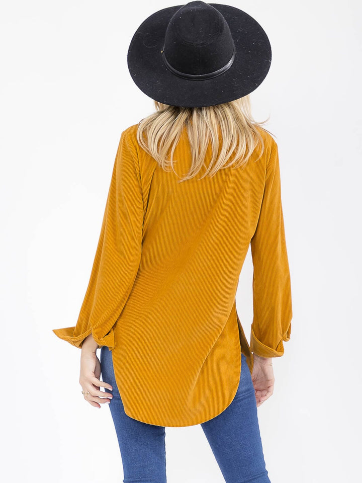 WOMEN'S LONG SLEEVE BUTTON UP CORDUROY SHIRT