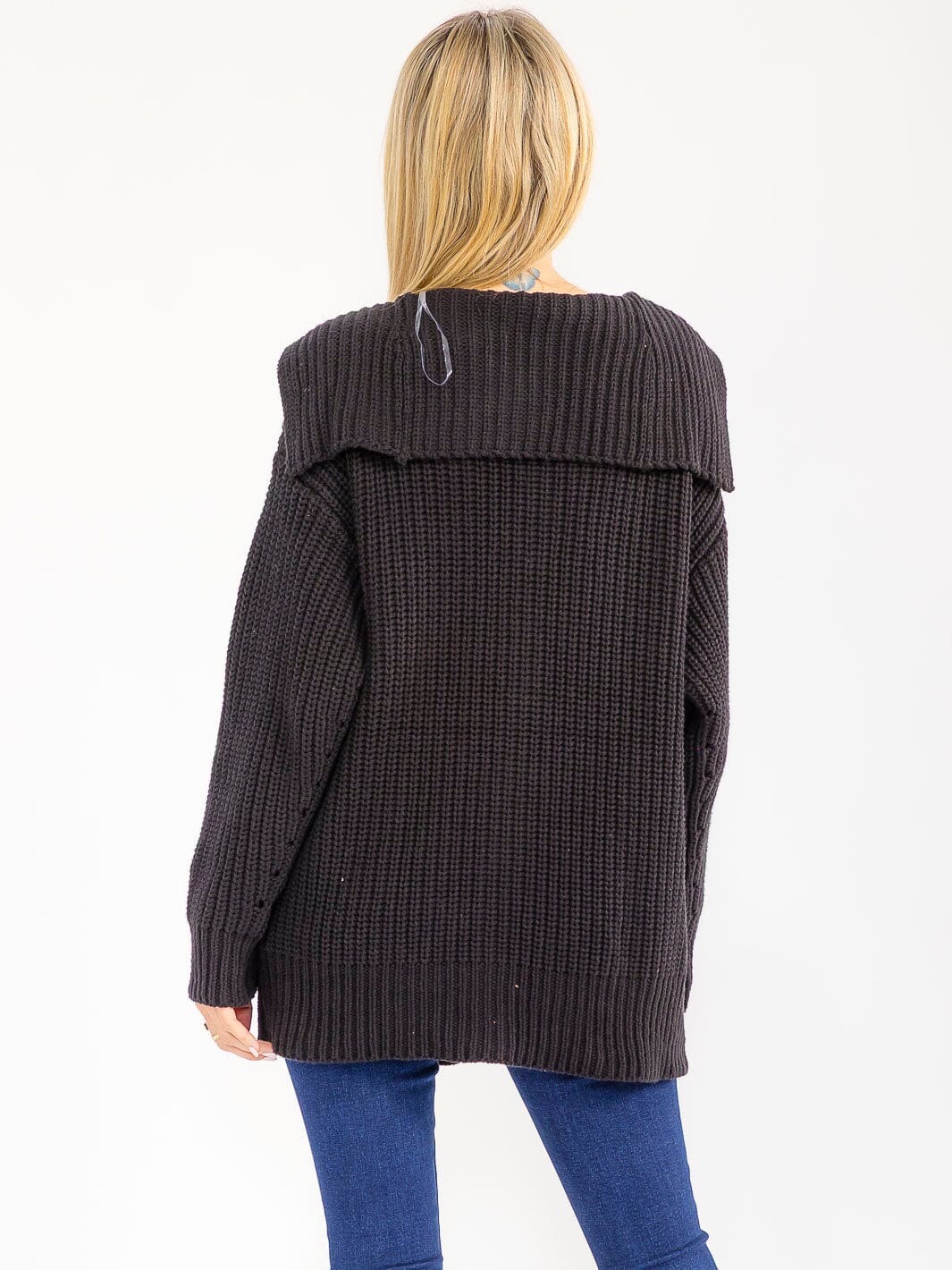 WOMEN'S LONG SLEEVE BUTTON CLOSURE FRONT POCKETS RIBBED CARDIGAN