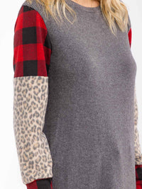 WOMEN'S LONG SLEEVE COLORBLOCK CONTRAST PRINT LOOSE FIT TOP