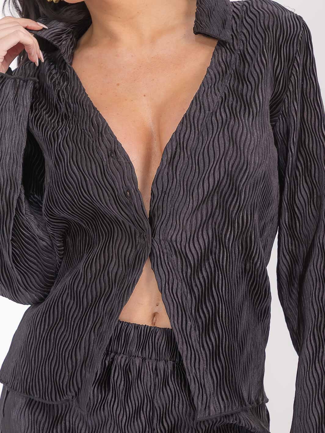 WOMEN'S LONG SLEEVE BLOUSE & ELASTIC WAIST PANTS DETAILED 2PC. SET