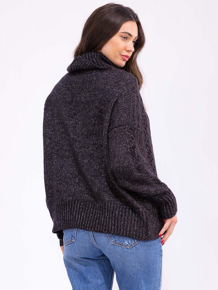 WOMEN'S LONG SLEEVE TURTLE NECK KNIT PULLOVER SWEATER