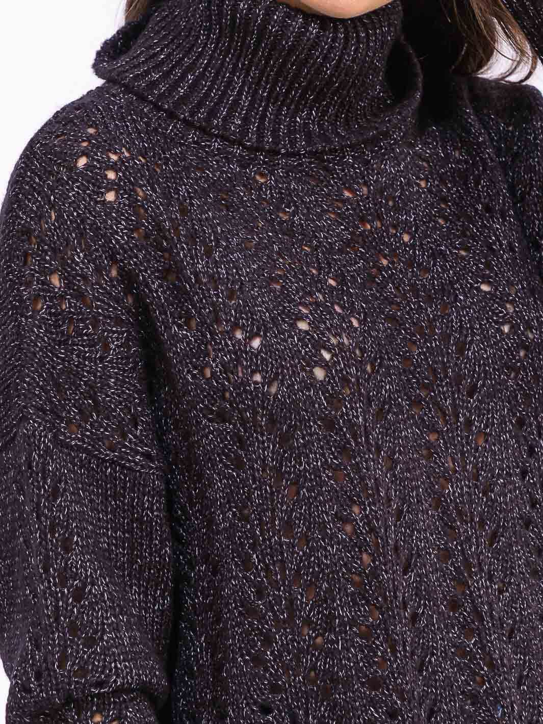 WOMEN'S LONG SLEEVE TURTLE NECK KNIT PULLOVER SWEATER