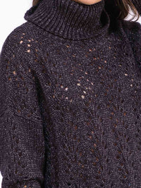 WOMEN'S LONG SLEEVE TURTLE NECK KNIT PULLOVER SWEATER