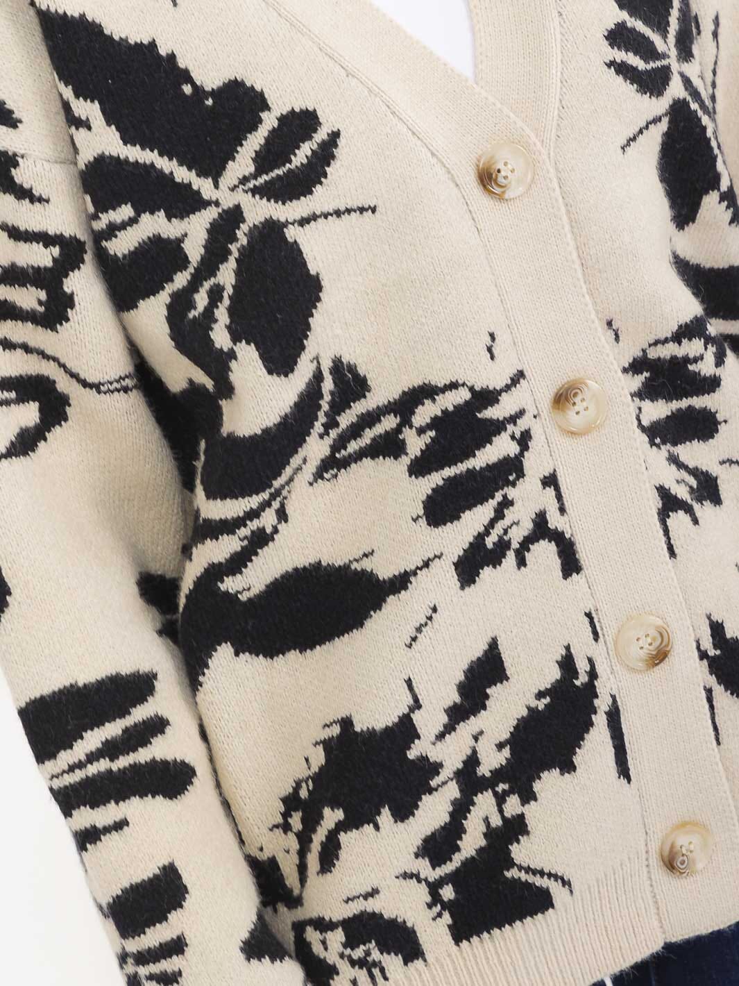 WOMEN'S LONG SLEEVE BUTTON CLOSURE MULTI PRINT CARDIGAN