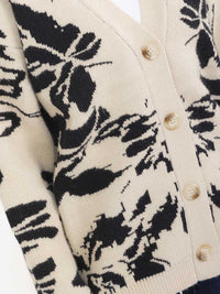 WOMEN'S LONG SLEEVE BUTTON CLOSURE MULTI PRINT CARDIGAN