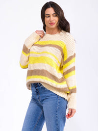 WOMEN'S LONG SLEEVE COLORBLOCK KNIT PULLOVER SWEATER