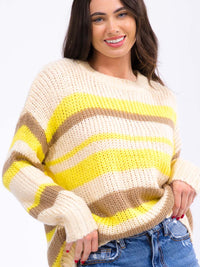 WOMEN'S LONG SLEEVE COLORBLOCK KNIT PULLOVER SWEATER