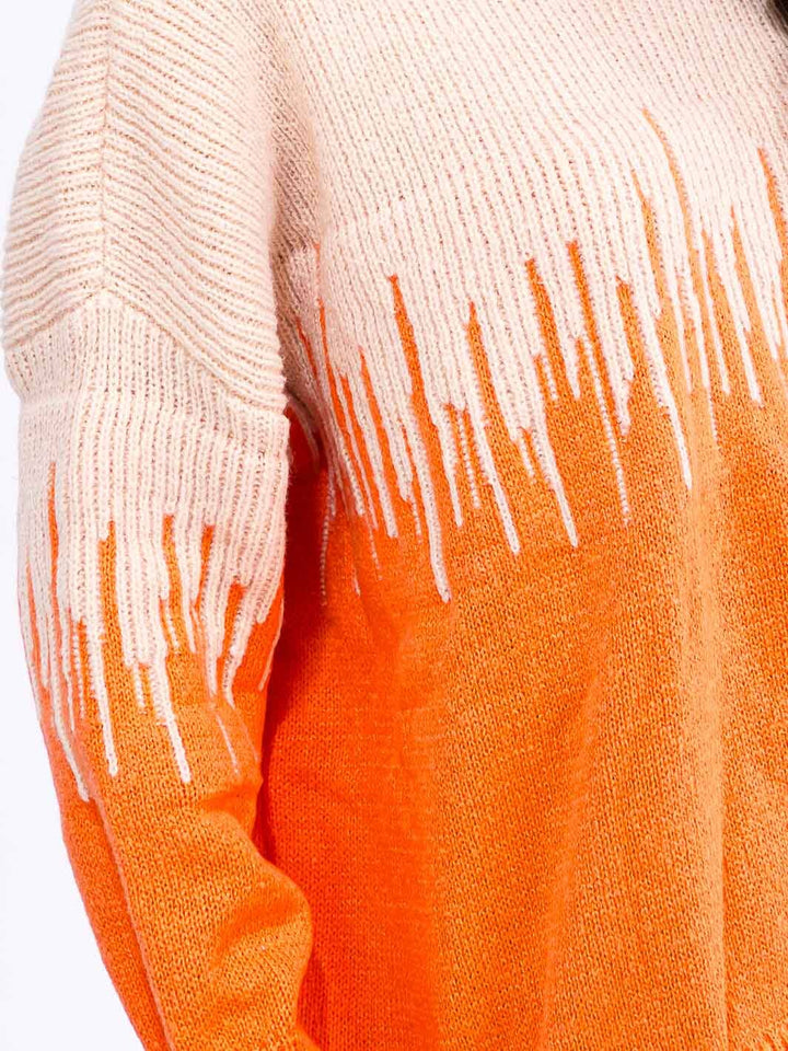 WOMEN'S LONG SLEEVE COLORBLOCK PULLOVER KNIT SWEATER