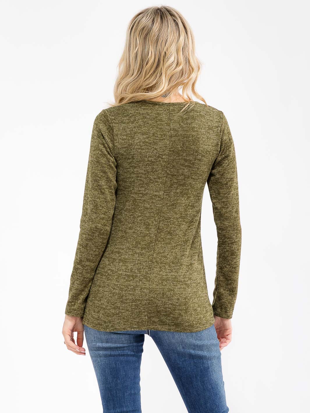 WOMEN'S LONG SLEEVE FRONT ZIPPER DETAILED TOP