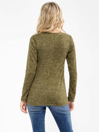 WOMEN'S LONG SLEEVE FRONT ZIPPER DETAILED TOP