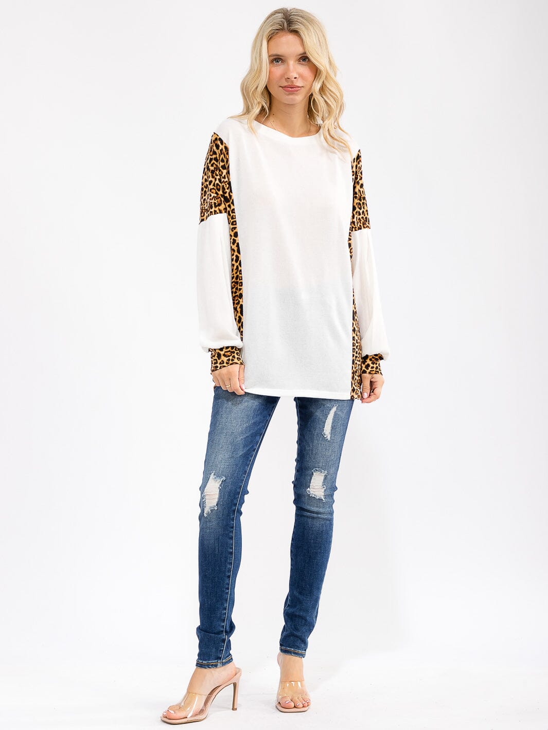 WOMEN'S LONG SLEEVE ANIMAL PRINT LOOSE FIT TOP