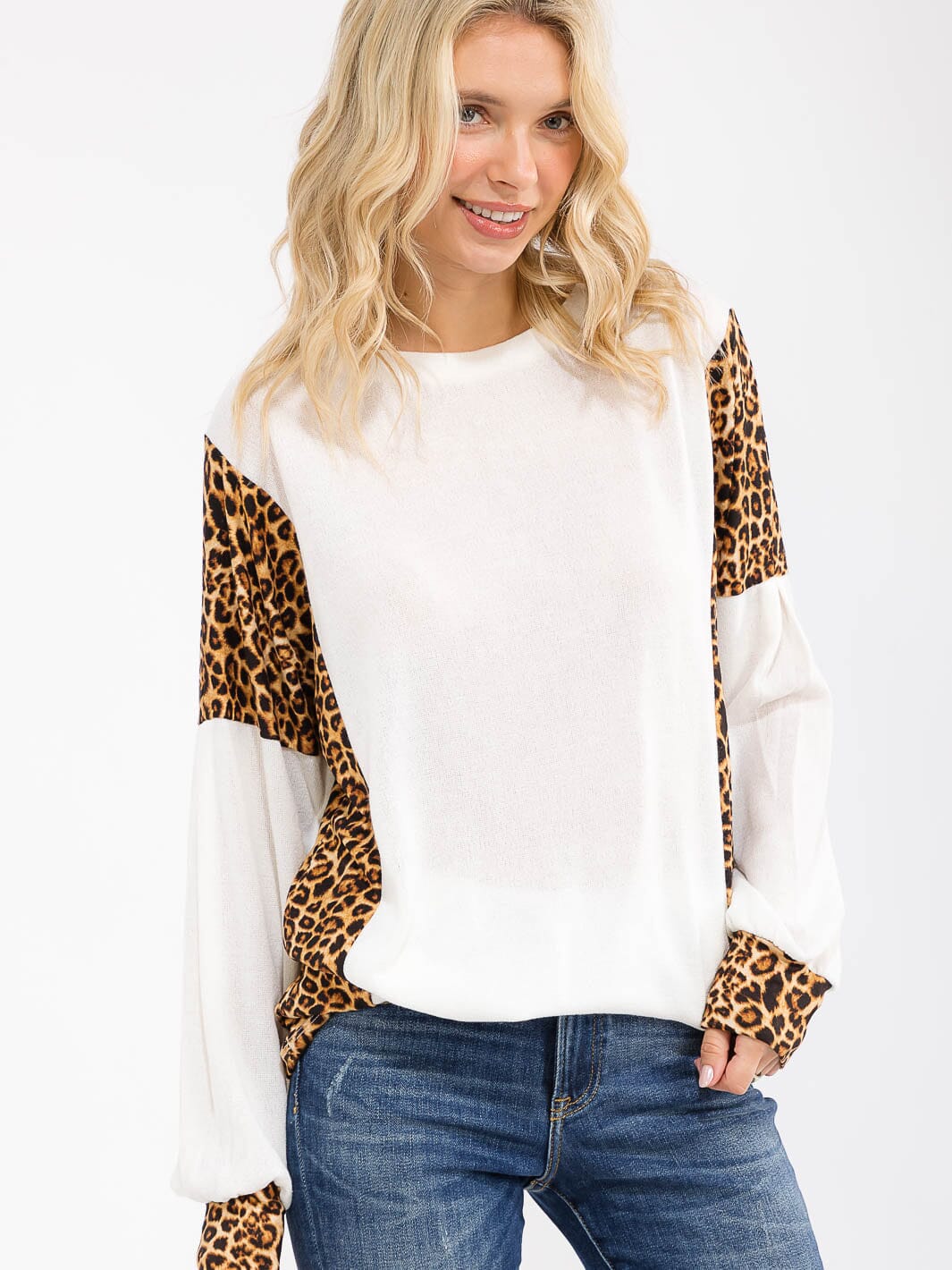 WOMEN'S LONG SLEEVE ANIMAL PRINT LOOSE FIT TOP