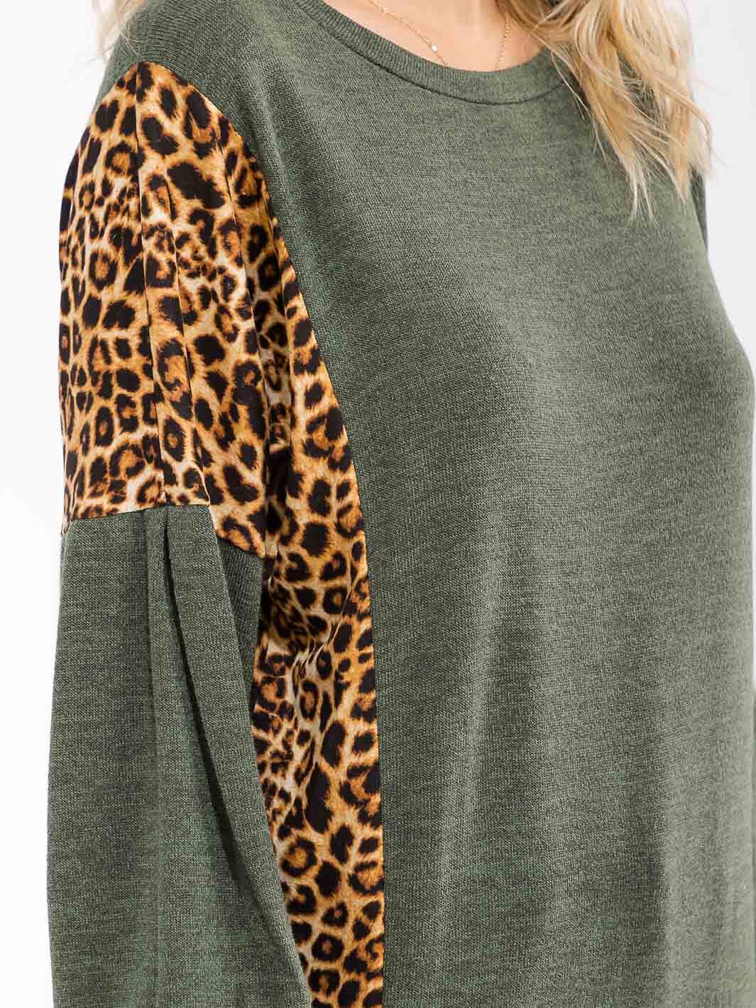WOMEN'S LONG SLEEVE ANIMAL PRINT LOOSE FIT TOP