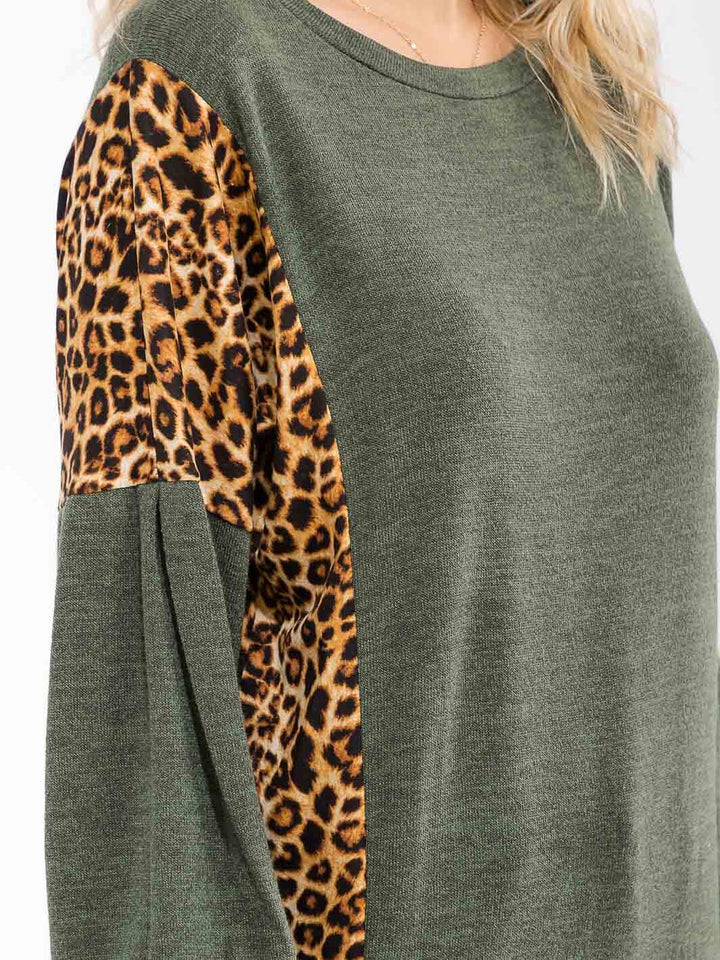 WOMEN'S LONG SLEEVE ANIMAL PRINT LOOSE FIT TOP
