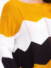 WOMEN'S LONG SLEEVE COLORBLOCK KNIT PULLOVER SWEATER