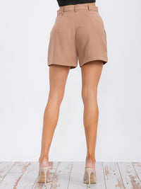 WOMEN'S BUTTON CLOSURE POCKETS FRINGE DETAILED MINI SHORT