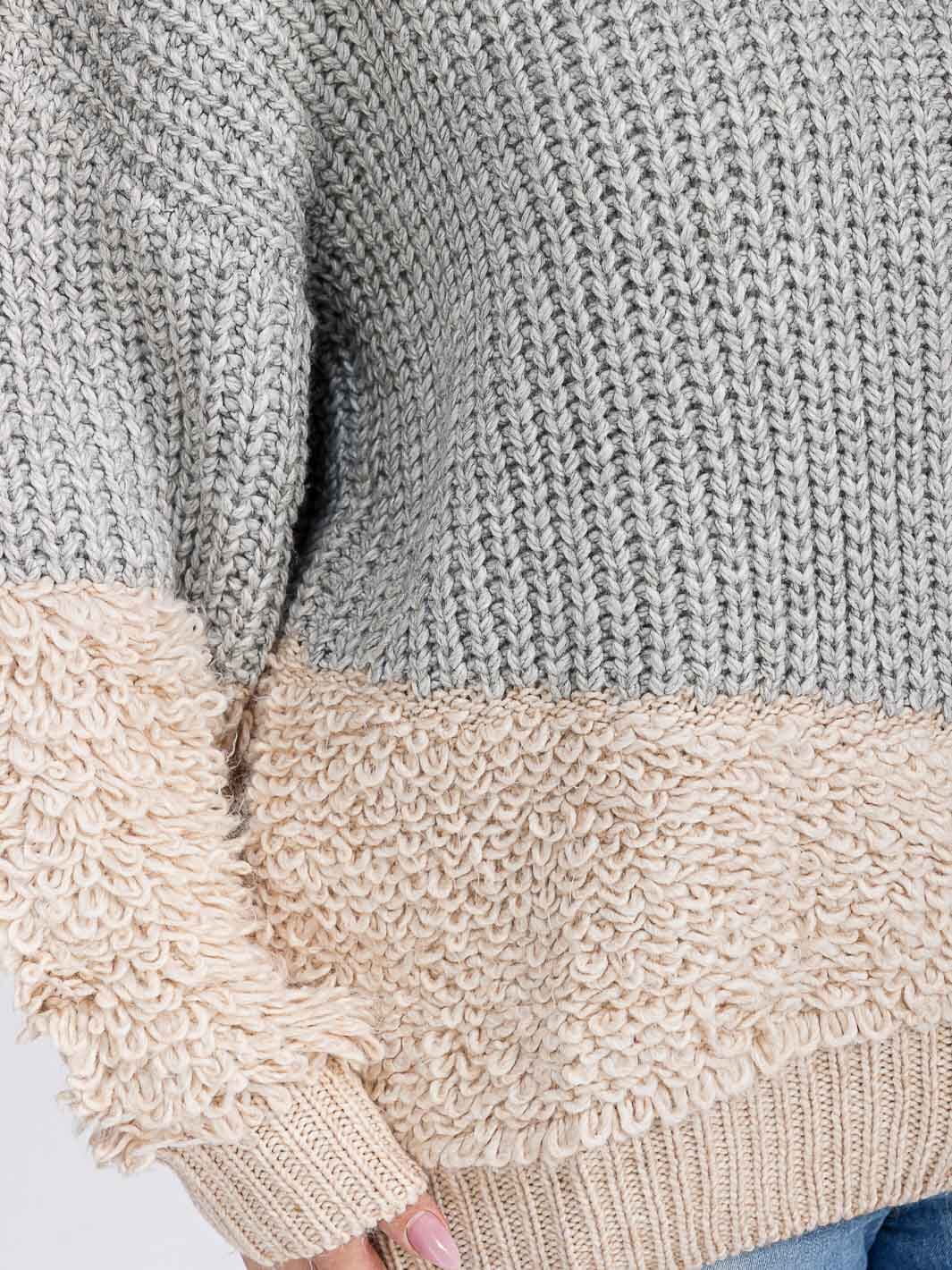 PLUS SIZE LONG SLEEVE COLORBLOCK CONTRAST PULLOVER SWEATER