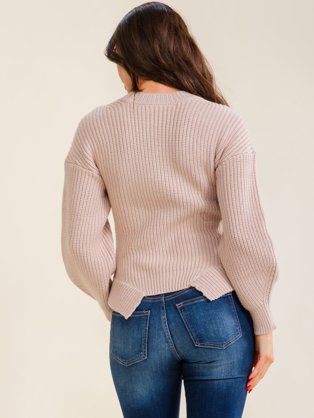 ENTRO WOMEN'S LONG SLEEVE SQUARE NECK KNIT PULLOVER SWEATER