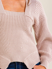 ENTRO WOMEN'S LONG SLEEVE SQUARE NECK KNIT PULLOVER SWEATER