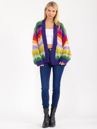 WOMEN'S LONG SLEEVE OPEN FRONT MULTI KNIT CARDIGAN