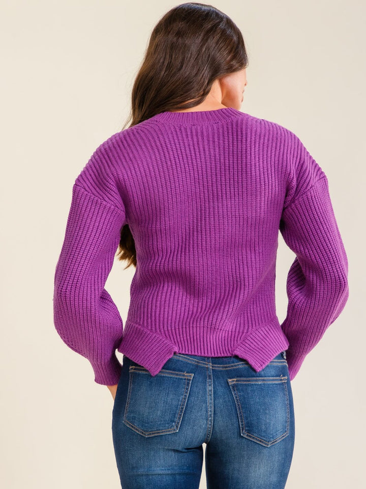 ENTRO WOMEN'S LONG SLEEVE SQUARE NECK KNIT PULLOVER SWEATER