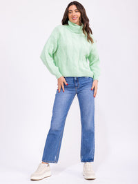 WOMEN'S LONG SLEEVE TURTLE NECK PULLOVER SWEATER