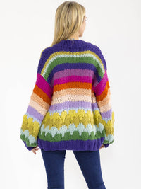 WOMEN'S LONG SLEEVE OPEN FRONT MULTI KNIT CARDIGAN