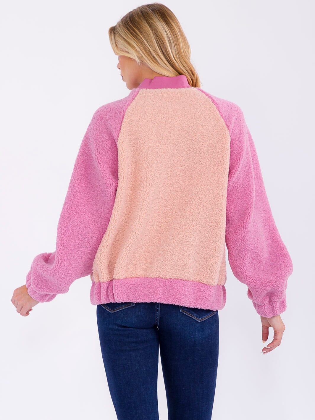 WOMEN'S LONG SLEEVE BUTTON CLOSURE FRONT POCKETS COLORBLOCK JACKET