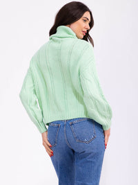 WOMEN'S LONG SLEEVE TURTLE NECK PULLOVER SWEATER