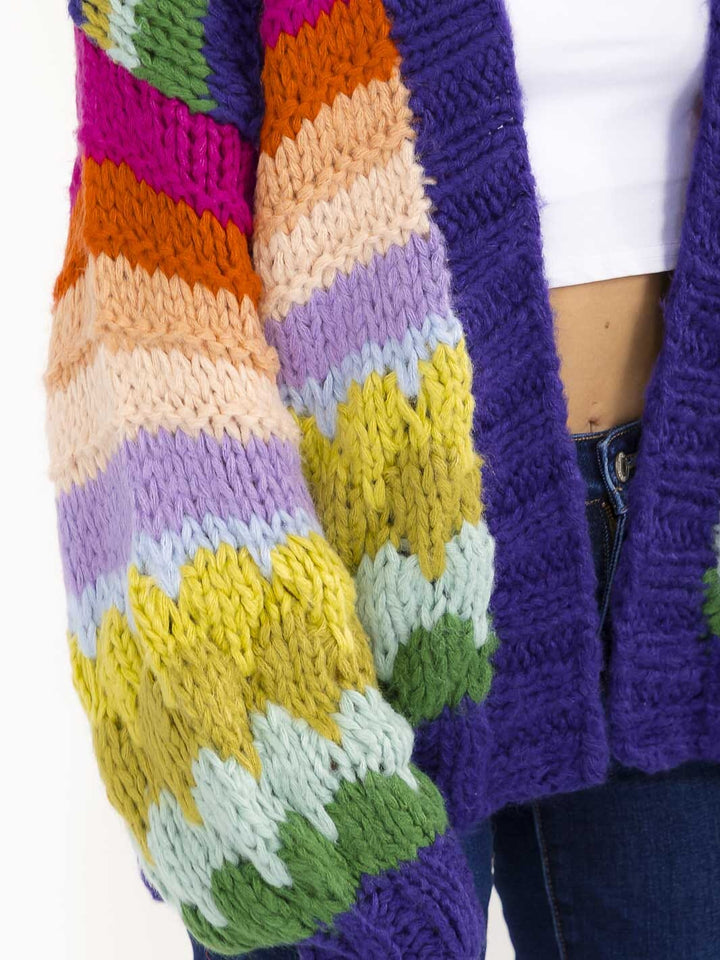 WOMEN'S LONG SLEEVE OPEN FRONT MULTI KNIT CARDIGAN