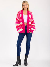 WOMEN'S LONG SLEEVE OPEN FRONT MULTI KNIT CARDIGAN